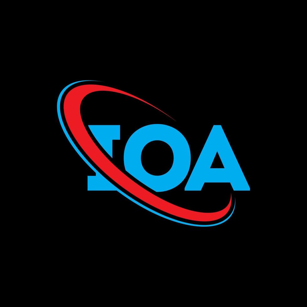 logotipo io. io carta. design de logotipo de carta ioa. iniciais ioa logotipo ligado com círculo e logotipo monograma maiúsculo. ioa tipografia para marca de tecnologia, negócios e imóveis. vetor