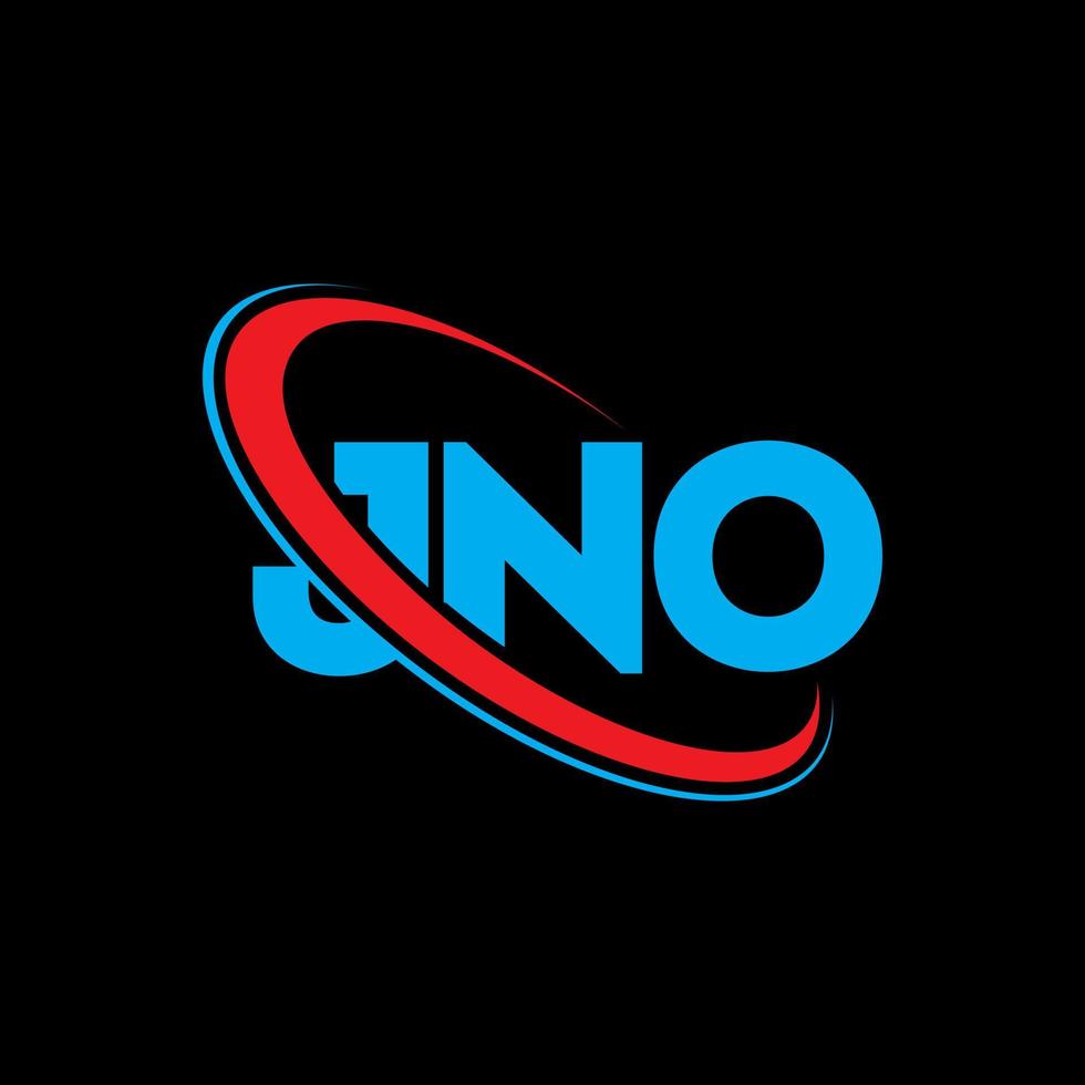 jno logotipo. jno carta. design de logotipo de carta jno. iniciais jno logotipo ligado com círculo e logotipo monograma em maiúsculas. jno tipografia para marca de tecnologia, negócios e imóveis. vetor