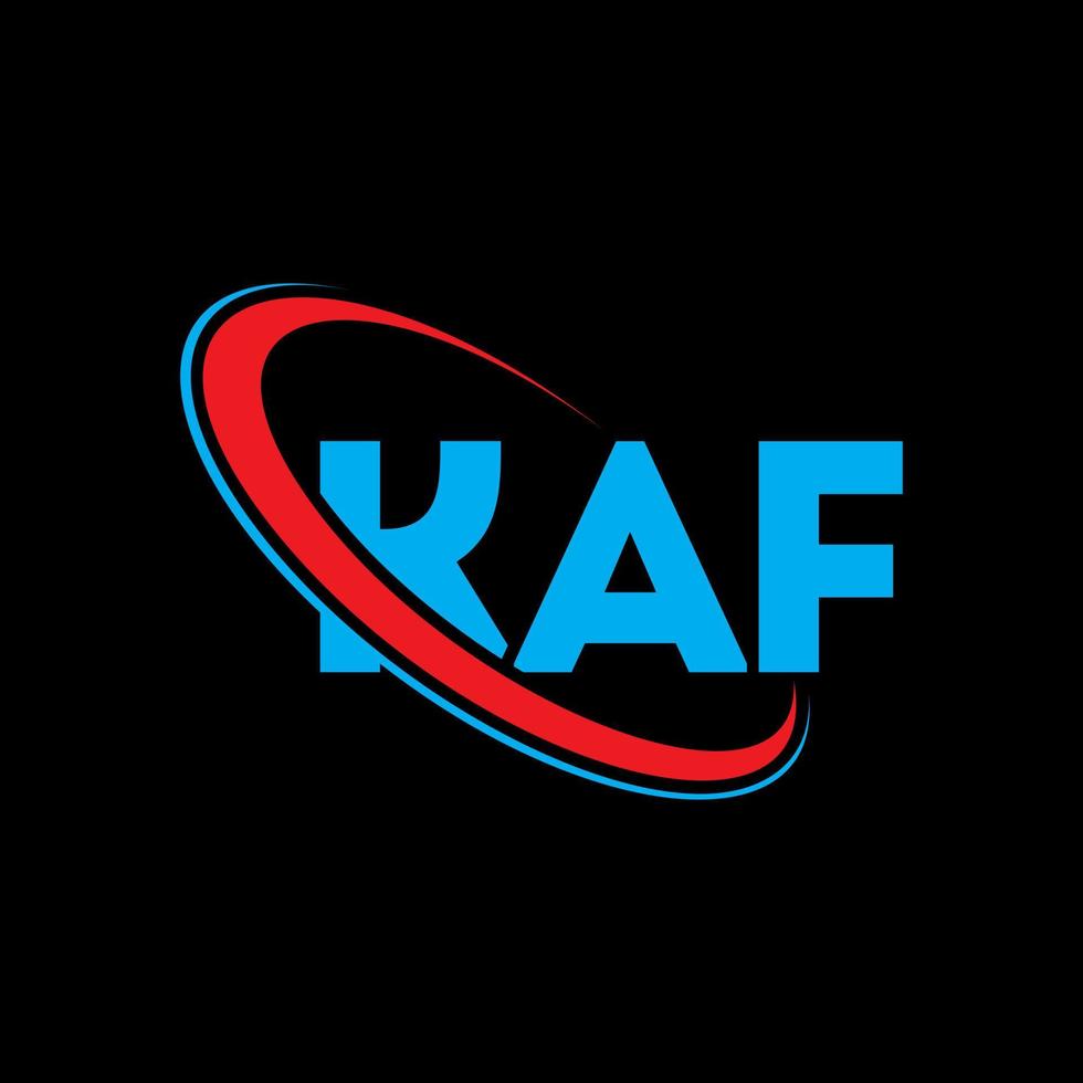 logotipo kaf. carta kaf. design de logotipo de carta kaf. iniciais kaf logotipo ligado com círculo e logotipo monograma maiúsculo. tipografia kaf para tecnologia, negócios e marca imobiliária. vetor