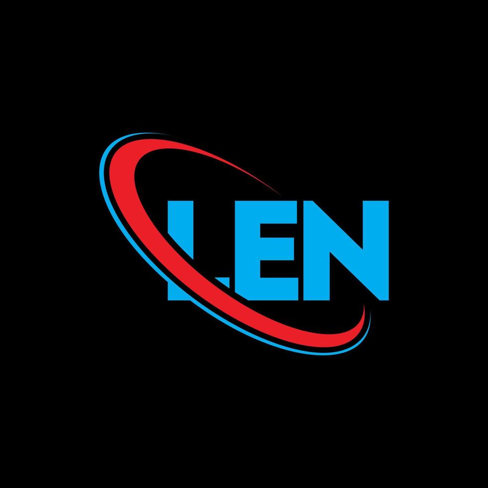 logotipo de len. carta len. design de logotipo de letra len. iniciais len logotipo ligado com círculo e logotipo monograma maiúsculo. len tipografia para tecnologia, negócios e marca imobiliária. vetor