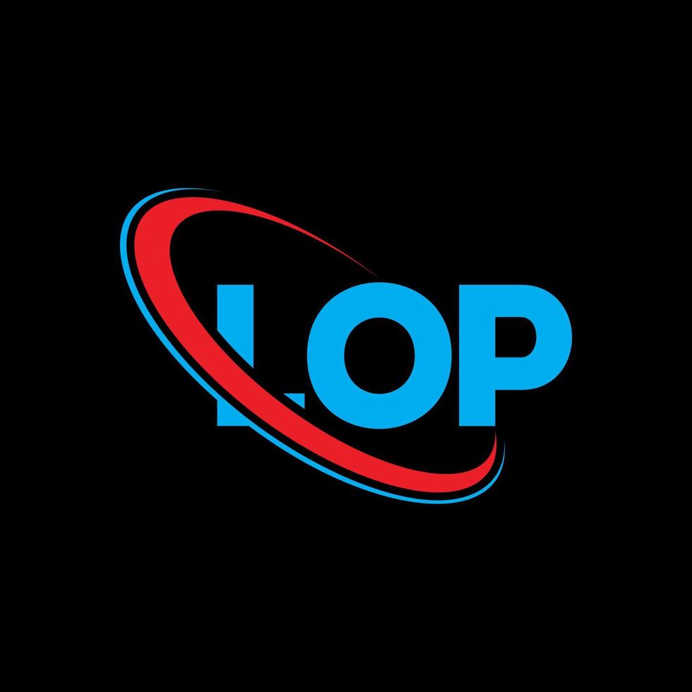 lop logotipo. letra lop. design de logotipo de letra lop. logo de iniciais lop ligado com círculo e logotipo de monograma maiúsculo. lop tipografia para marca de tecnologia, negócios e imóveis. vetor