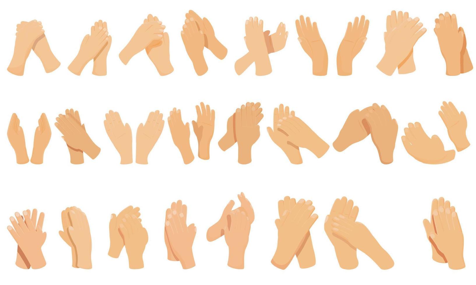 ícones de palmas definir vetor dos desenhos animados. aplausos de aplausos
