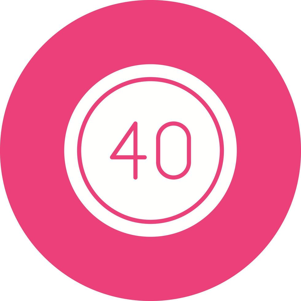 40 ícone de fundo do círculo de glifo de limite de velocidade vetor