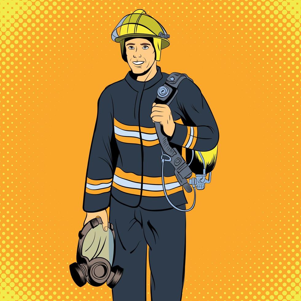 personagem de quadrinhos de bombeiro vetor