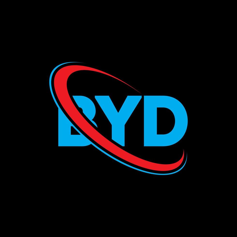 logotipo byd. por carta. design de logotipo de carta byd. iniciais byd logotipo ligado com círculo e logotipo monograma maiúsculo. tipografia byd para marca de tecnologia, negócios e imóveis. vetor