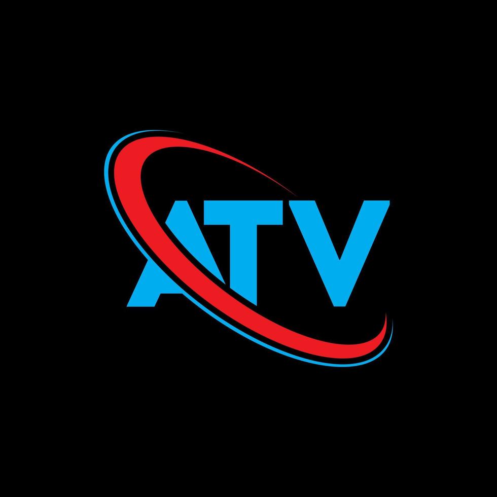 logotipo do atv. carta atv. design de logotipo de carta atv. iniciais atv logotipo ligado com círculo e logotipo monograma maiúsculo. tipografia atv para marca de tecnologia, negócios e imóveis. vetor