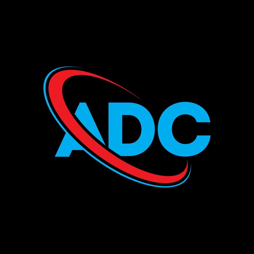 logotipo adc. carta adc. design de logotipo de carta adc. iniciais adc logotipo ligado com círculo e logotipo monograma em maiúsculas. tipografia adc para marca de tecnologia, negócios e imóveis. vetor