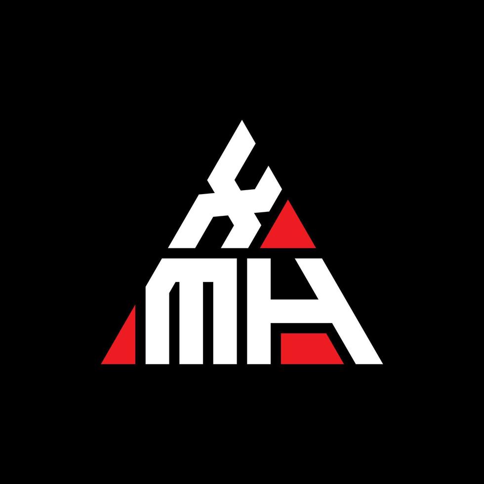 design de logotipo de letra de triângulo xmh com forma de triângulo. monograma de design de logotipo de triângulo xmh. modelo de logotipo de vetor de triângulo xmh com cor vermelha. xmh logotipo triangular logotipo simples, elegante e luxuoso.