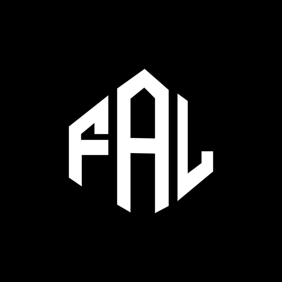 design de logotipo de letra fal com forma de polígono. fal polígono e design de logotipo em forma de cubo. fal hexágono vector logotipo modelo cores brancas e pretas. fal monograma, logotipo de negócios e imóveis.