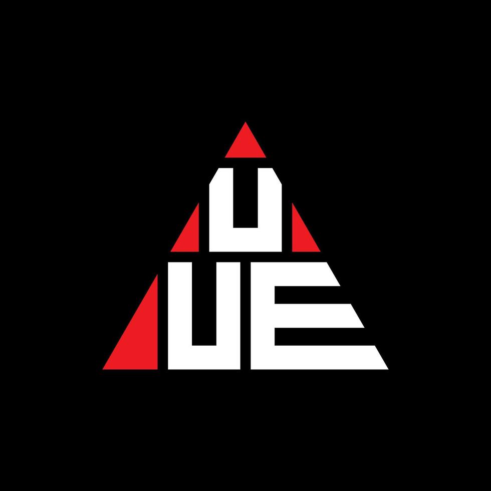 design de logotipo de letra de triângulo uue com forma de triângulo. monograma de design de logotipo de triângulo uue. modelo de logotipo de vetor de triângulo uue com cor vermelha. uue logotipo triangular logotipo simples, elegante e luxuoso.