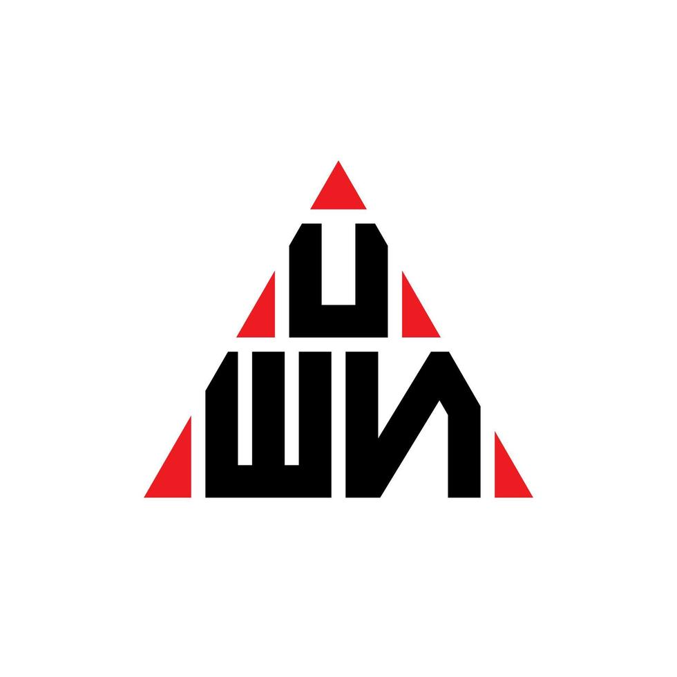 design de logotipo de letra de triângulo uwn com forma de triângulo. monograma de design de logotipo de triângulo uwn. modelo de logotipo de vetor de triângulo uwn com cor vermelha. uwn logotipo triangular simples, elegante e luxuoso.