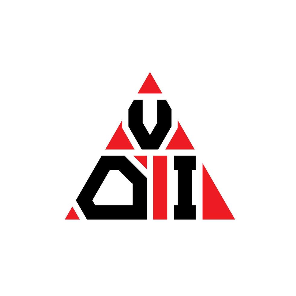 design de logotipo de letra de triângulo voi com forma de triângulo. monograma de design de logotipo de triângulo voi. modelo de logotipo de vetor voi triângulo com cor vermelha. voi logotipo triangular logotipo simples, elegante e luxuoso.