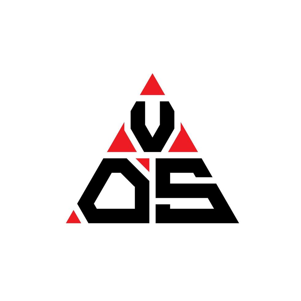 design de logotipo de letra de triângulo vos com forma de triângulo. monograma de design de logotipo de triângulo vos. modelo de logotipo de vetor de triângulo vos com cor vermelha. vos logo triangular logótipo simples, elegante e luxuoso.
