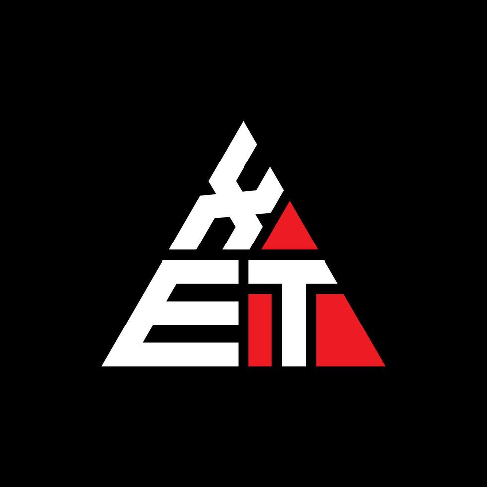 xet design de logotipo de letra triângulo com forma de triângulo. monograma de design de logotipo de triângulo xet. xet modelo de logotipo de vetor triângulo com cor vermelha. xet logotipo triangular logotipo simples, elegante e luxuoso.