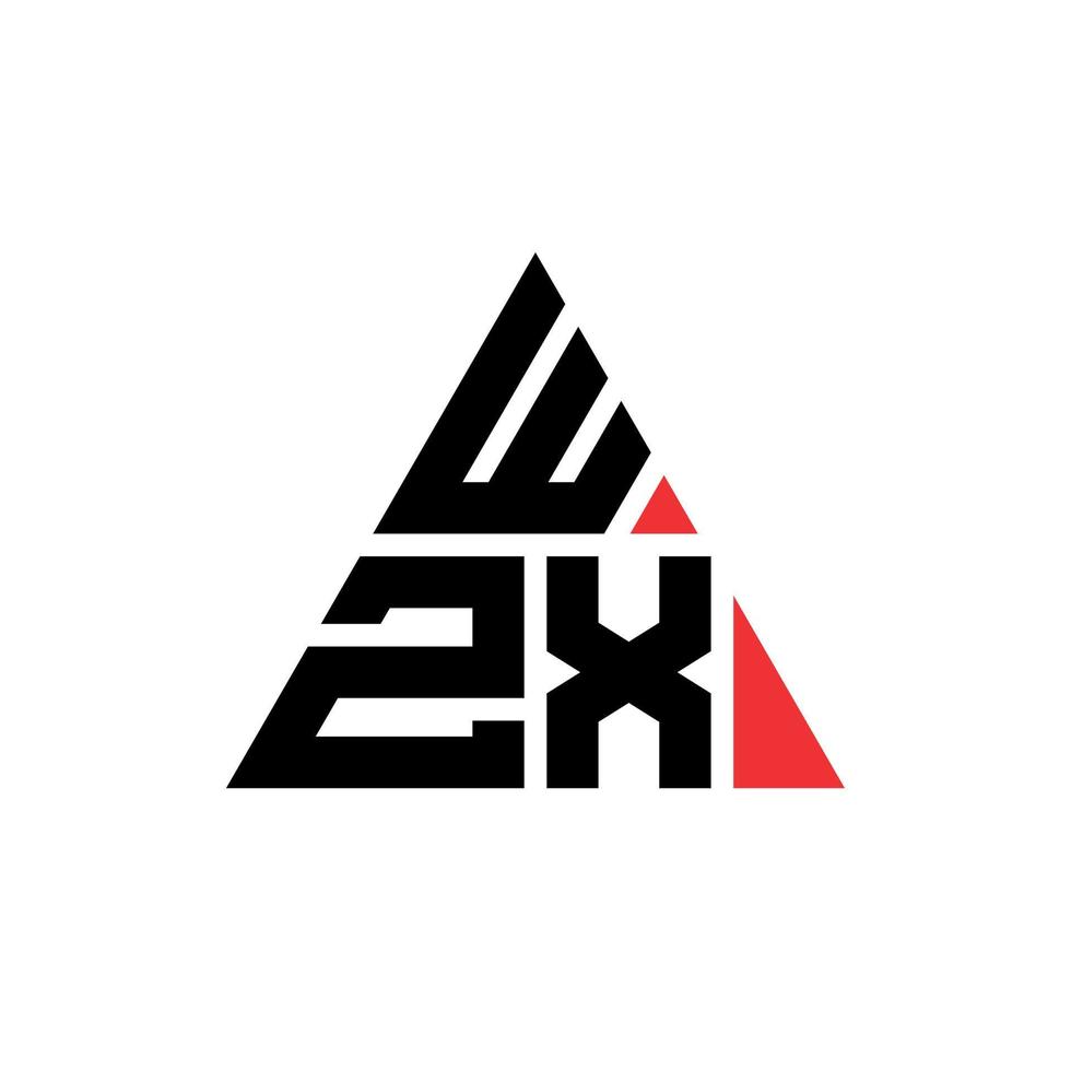 design de logotipo de letra triângulo wzx com forma de triângulo. monograma de design de logotipo de triângulo wzx. modelo de logotipo de vetor de triângulo wzx com cor vermelha. logotipo triangular wzx logotipo simples, elegante e luxuoso.