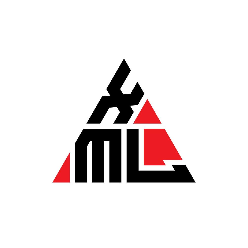 xml design de logotipo de carta triângulo com forma de triângulo. xml monograma de design de logotipo de triângulo. modelo de logotipo de vetor de triângulo xml com cor vermelha. xml logotipo triangular logotipo simples, elegante e luxuoso.