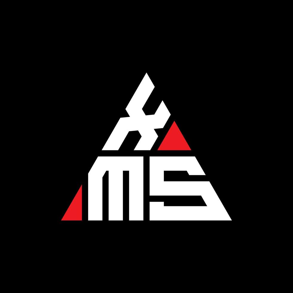 design de logotipo de letra de triângulo xms com forma de triângulo. monograma de design de logotipo de triângulo xms. modelo de logotipo de vetor de triângulo xms com cor vermelha. logotipo triangular xms logotipo simples, elegante e luxuoso.