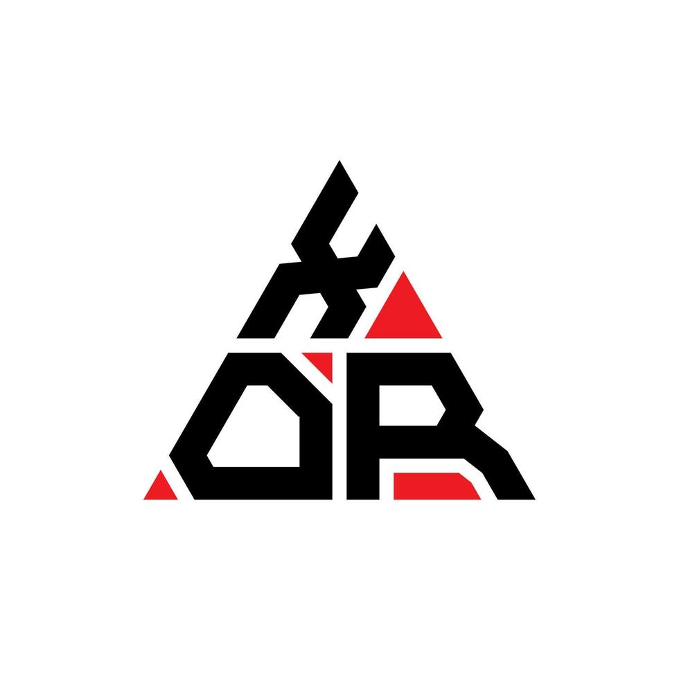 design de logotipo de letra de triângulo xor com forma de triângulo. monograma de design de logotipo de triângulo xor. modelo de logotipo de vetor de triângulo xor com cor vermelha. xor logotipo triangular logotipo simples, elegante e luxuoso.