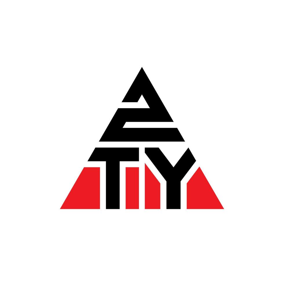 design de logotipo de letra triângulo zty com forma de triângulo. monograma de design de logotipo de triângulo zty. modelo de logotipo de vetor de triângulo zty com cor vermelha. logotipo triangular zty logotipo simples, elegante e luxuoso.