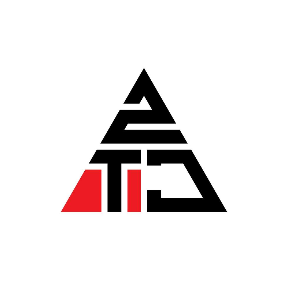 design de logotipo de letra de triângulo ztj com forma de triângulo. monograma de design de logotipo de triângulo ztj. modelo de logotipo de vetor de triângulo ztj com cor vermelha. logotipo triangular ztj logotipo simples, elegante e luxuoso.