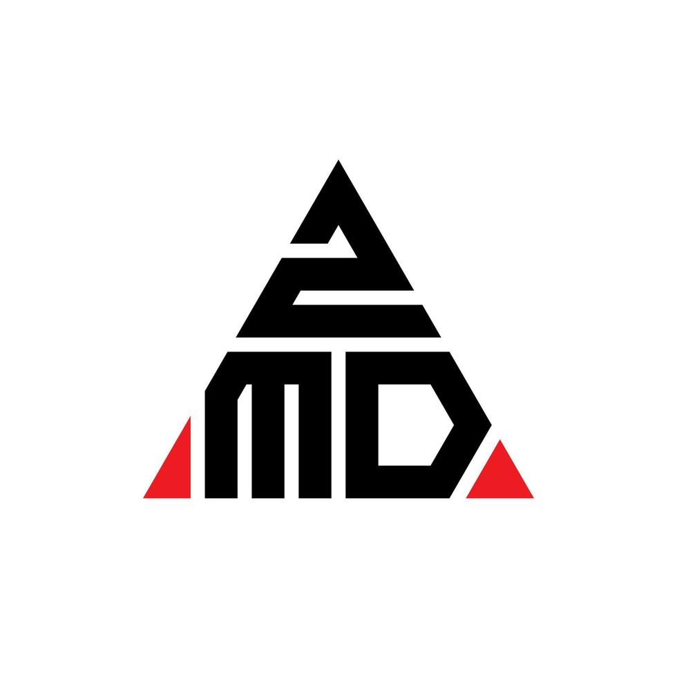 design de logotipo de letra de triângulo zmd com forma de triângulo. monograma de design de logotipo de triângulo zmd. modelo de logotipo de vetor de triângulo zmd com cor vermelha. logotipo triangular zmd logotipo simples, elegante e luxuoso.