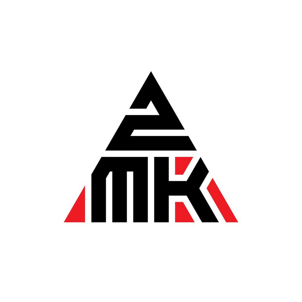 design de logotipo de letra de triângulo zmk com forma de triângulo. monograma de design de logotipo de triângulo zmk. modelo de logotipo de vetor de triângulo zmk com cor vermelha. logotipo triangular zmk logotipo simples, elegante e luxuoso.