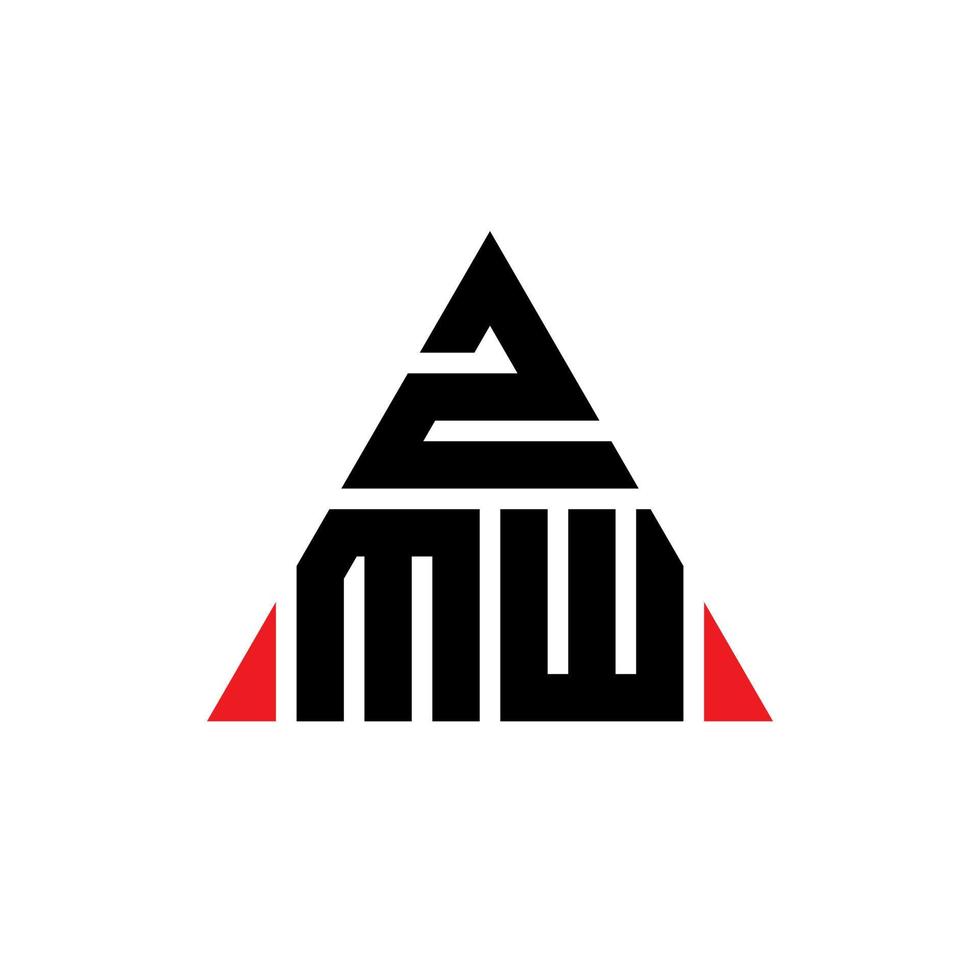 design de logotipo de letra de triângulo zmw com forma de triângulo. monograma de design de logotipo de triângulo zmw. modelo de logotipo de vetor de triângulo zmw com cor vermelha. logotipo triangular zmw logotipo simples, elegante e luxuoso.