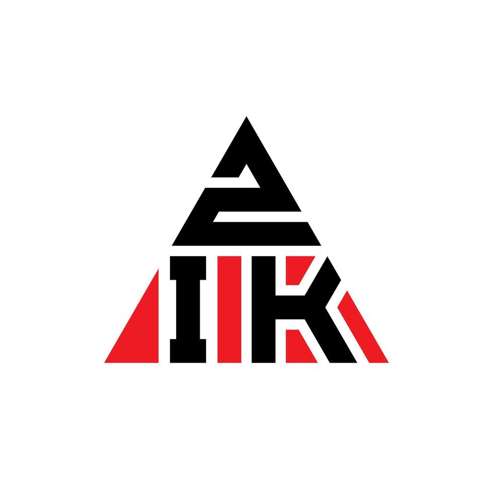 design de logotipo de letra de triângulo zik com forma de triângulo. monograma de design de logotipo de triângulo zik. modelo de logotipo de vetor de triângulo zik com cor vermelha. zik logotipo triangular logotipo simples, elegante e luxuoso.