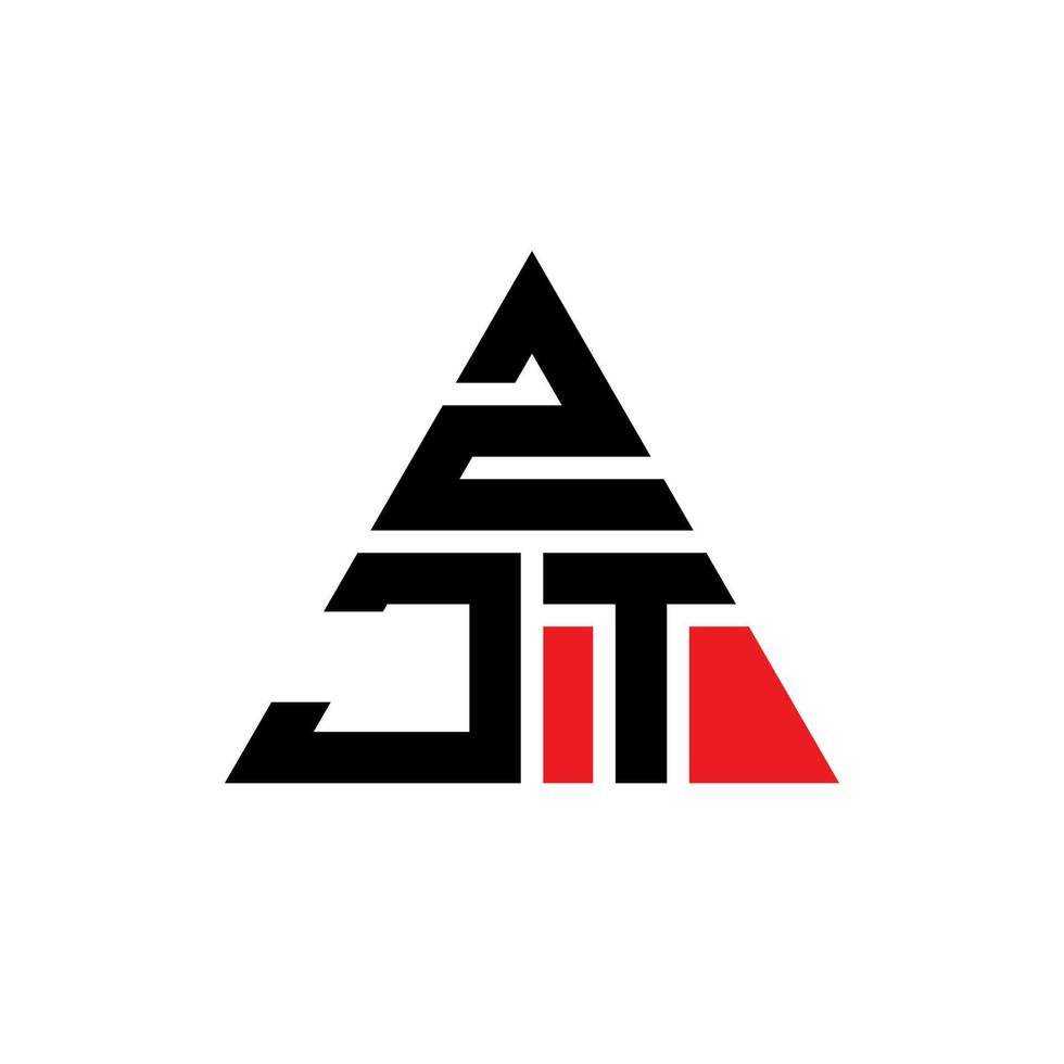 design de logotipo de letra de triângulo zjt com forma de triângulo. monograma de design de logotipo de triângulo zjt. modelo de logotipo de vetor de triângulo zjt com cor vermelha. logotipo triangular zjt logotipo simples, elegante e luxuoso.