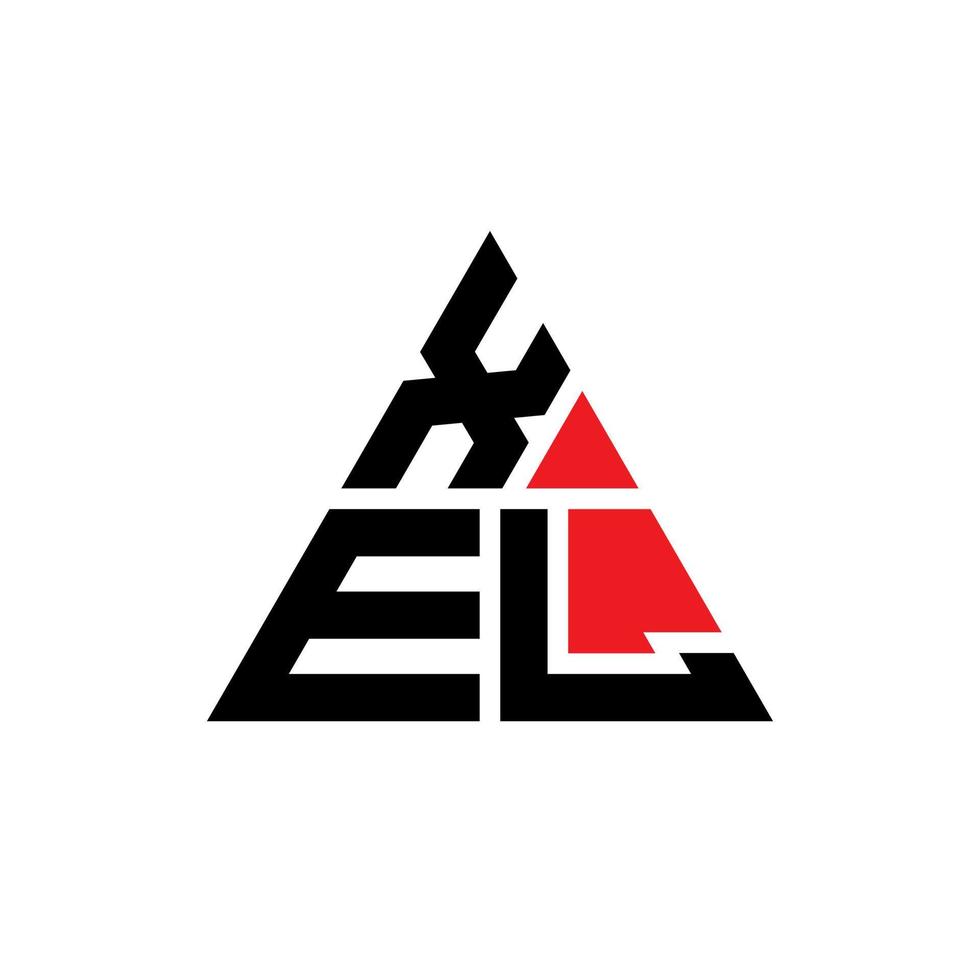 xel triângulo design de logotipo de letra com forma de triângulo. xel triângulo monograma de design de logotipo. modelo de logotipo de vetor xel triângulo com cor vermelha. xel logotipo triangular logotipo simples, elegante e luxuoso.