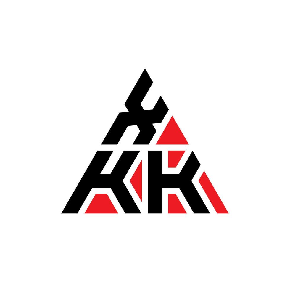design de logotipo de letra de triângulo xkk com forma de triângulo. monograma de design de logotipo de triângulo xkk. modelo de logotipo de vetor de triângulo xkk com cor vermelha. xkk logotipo triangular logotipo simples, elegante e luxuoso.