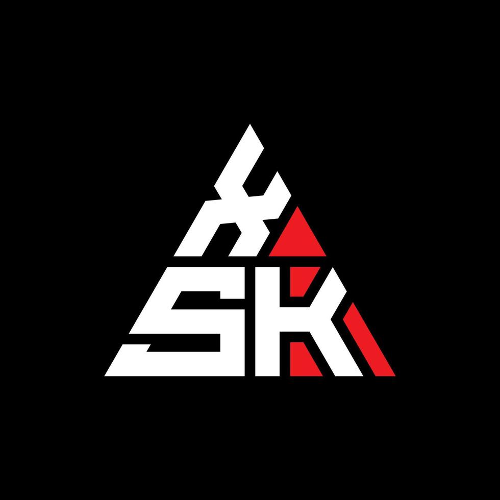 design de logotipo de letra de triângulo xsk com forma de triângulo. monograma de design de logotipo de triângulo xsk. modelo de logotipo de vetor de triângulo xsk com cor vermelha. logotipo triangular xsk logotipo simples, elegante e luxuoso.