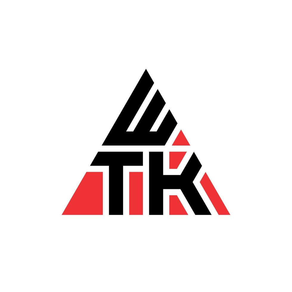 design de logotipo de letra triangular wtk com forma de triângulo. monograma de design de logotipo de triângulo wtk. modelo de logotipo de vetor de triângulo wtk com cor vermelha. logotipo triangular wtk logotipo simples, elegante e luxuoso.