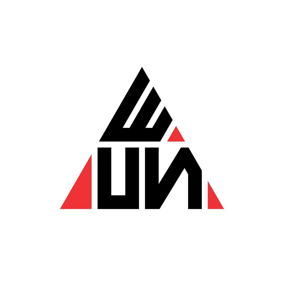design de logotipo de letra triangular wun com forma de triângulo. monograma de design de logotipo de triângulo wun. modelo de logotipo de vetor de triângulo wun com cor vermelha. logotipo triangular wun logotipo simples, elegante e luxuoso.