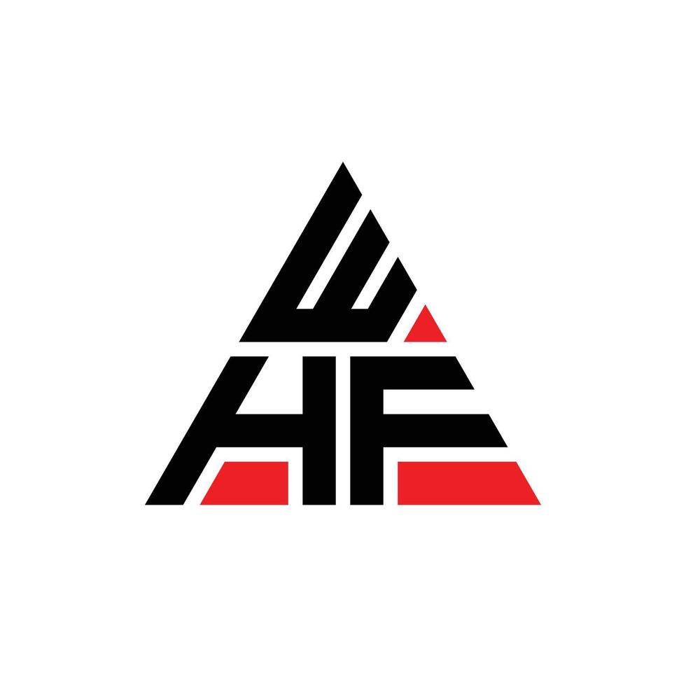 whf design de logotipo de letra de triângulo com forma de triângulo. monograma de design de logotipo de triângulo whf. modelo de logotipo de vetor de triângulo whf com cor vermelha. logotipo triangular whf logotipo simples, elegante e luxuoso. o que