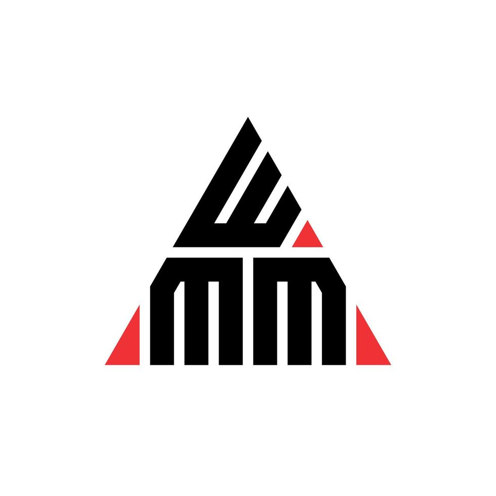 design de logotipo de letra de triângulo wmm com forma de triângulo. monograma de design de logotipo de triângulo wmm. modelo de logotipo de vetor de triângulo wmm com cor vermelha. logotipo triangular wmm logotipo simples, elegante e luxuoso.