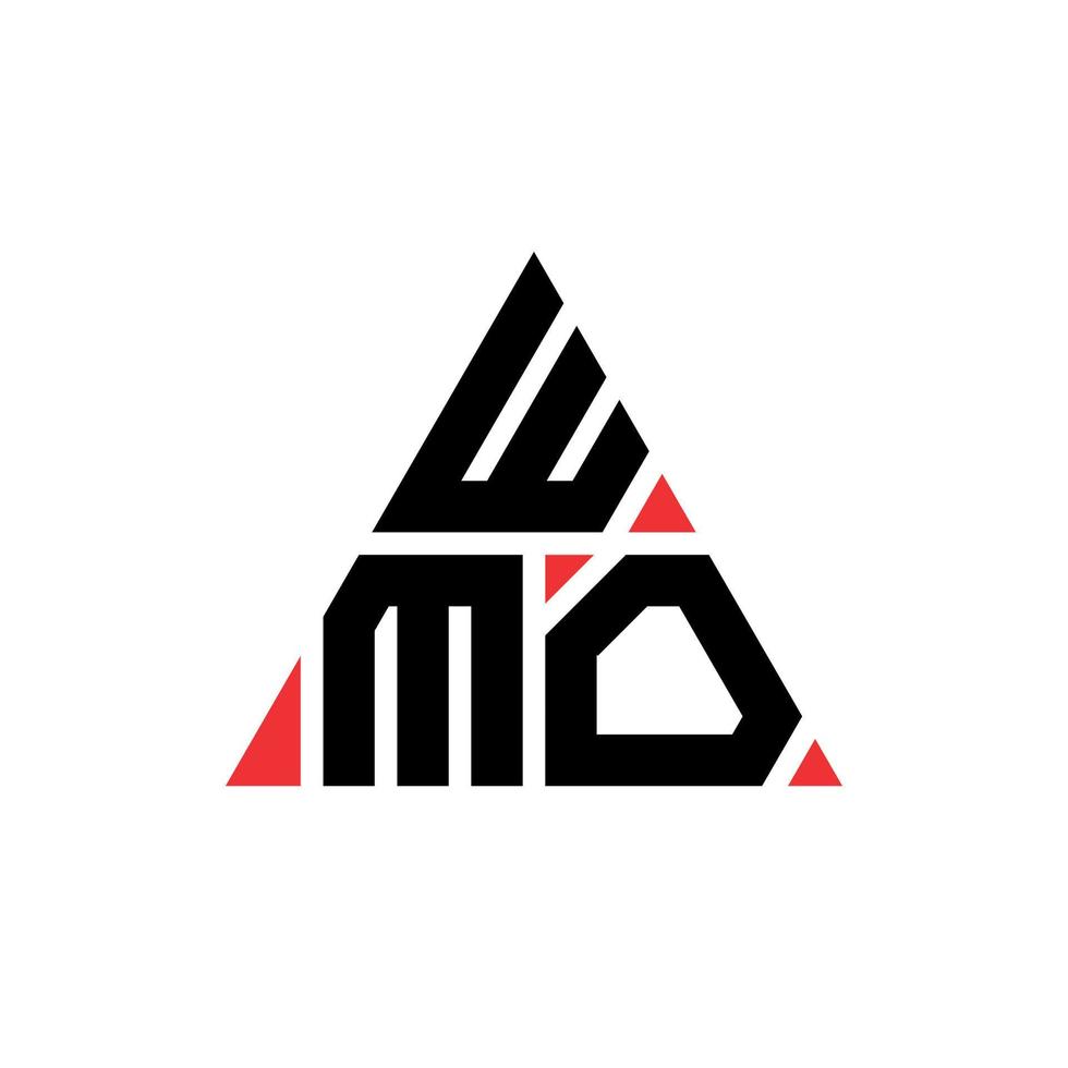 design de logotipo de carta triângulo wmo com forma de triângulo. monograma de design de logotipo de triângulo wmo. modelo de logotipo de vetor de triângulo wmo com cor vermelha. logotipo triangular wmo logotipo simples, elegante e luxuoso.