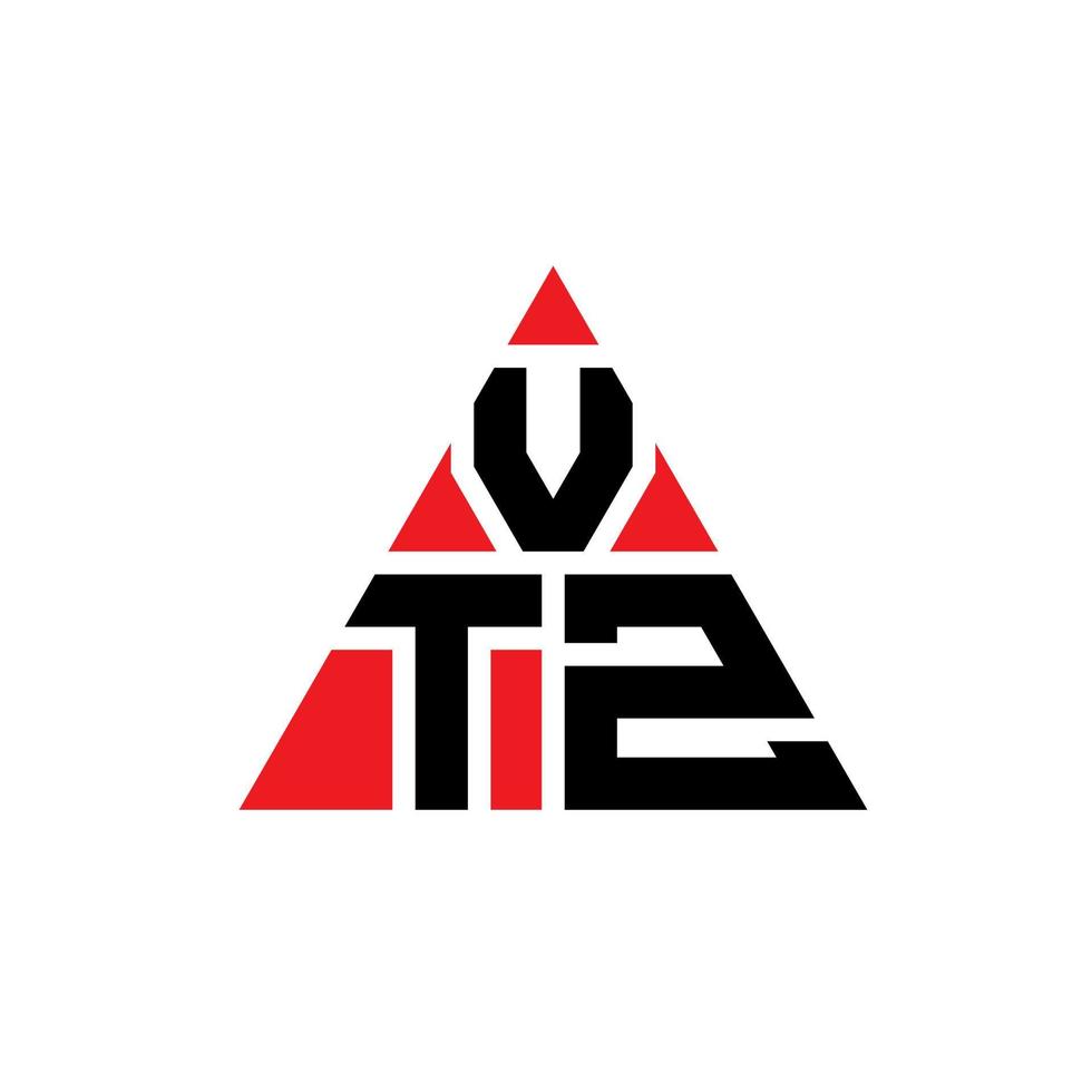 design de logotipo de letra triângulo vtz com forma de triângulo. monograma de design de logotipo de triângulo vtz. modelo de logotipo de vetor de triângulo vtz com cor vermelha. logotipo triangular vtz logotipo simples, elegante e luxuoso.
