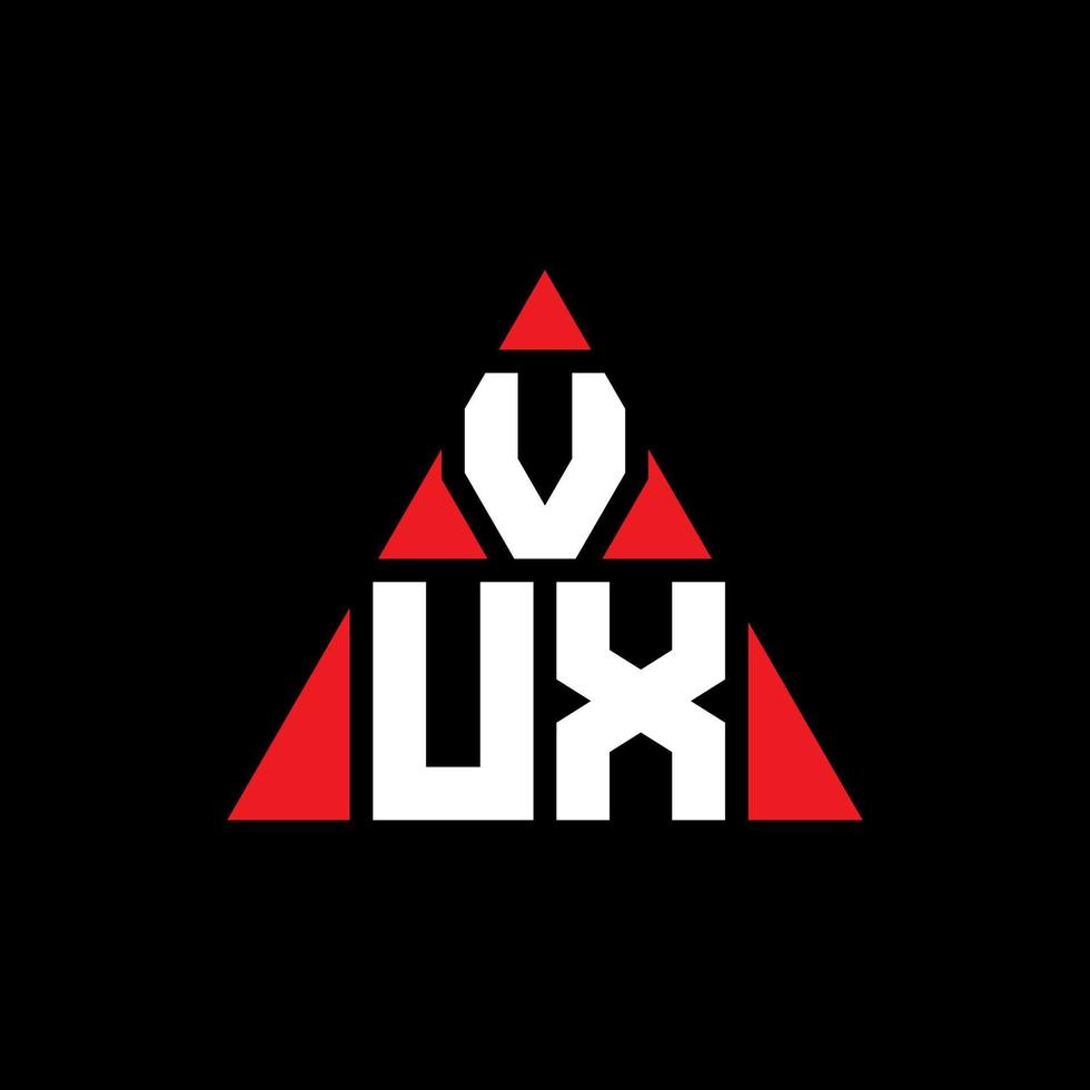 design de logotipo de letra de triângulo vux com forma de triângulo. monograma de design de logotipo de triângulo vux. modelo de logotipo de vetor de triângulo vux com cor vermelha. logotipo triangular vux logotipo simples, elegante e luxuoso.