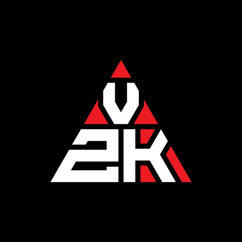 design de logotipo de letra de triângulo vzk com forma de triângulo. monograma de design de logotipo de triângulo vzk. modelo de logotipo de vetor de triângulo vzk com cor vermelha. logotipo triangular vzk logotipo simples, elegante e luxuoso.