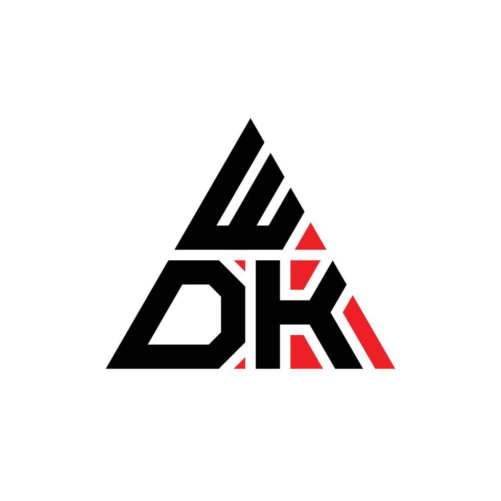 design de logotipo de letra triângulo wdk com forma de triângulo. monograma de design de logotipo de triângulo wdk. modelo de logotipo de vetor de triângulo wdk com cor vermelha. logotipo triangular wdk logotipo simples, elegante e luxuoso. semd
