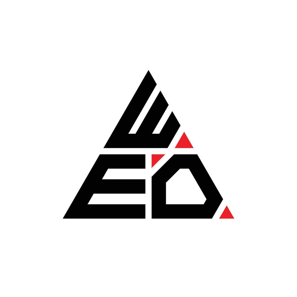 Weo design de logotipo de letra triangular com forma de triângulo. monograma de design de logotipo de triângulo weo. modelo de logotipo de vetor de triângulo weo com cor vermelha. weo logotipo triangular logotipo simples, elegante e luxuoso. bem