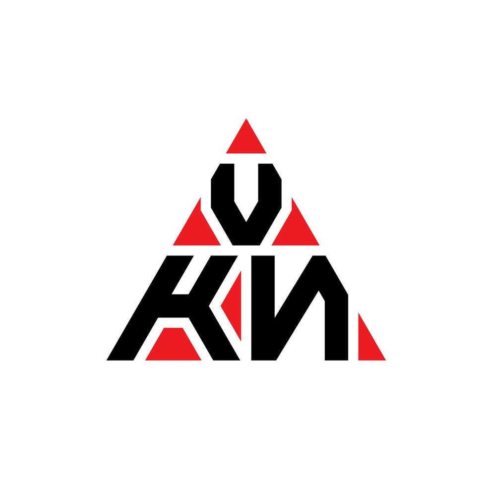 design de logotipo de letra de triângulo vkn com forma de triângulo. monograma de design de logotipo de triângulo vkn. modelo de logotipo de vetor de triângulo vkn com cor vermelha. logotipo triangular vkn logotipo simples, elegante e luxuoso.