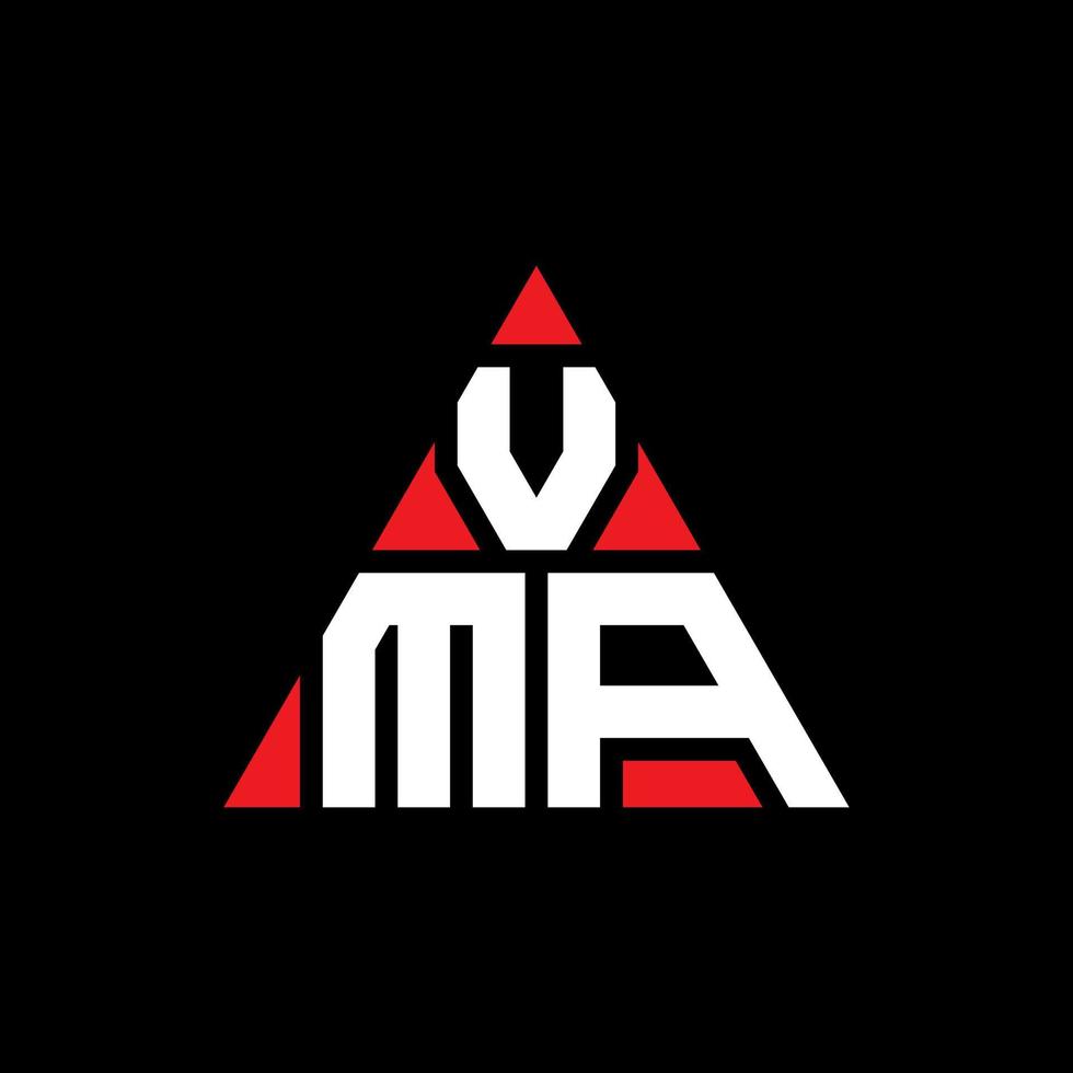 design de logotipo de letra de triângulo vma com forma de triângulo. monograma de design de logotipo de triângulo vma. modelo de logotipo de vetor vma triângulo com cor vermelha. logotipo triangular vma logotipo simples, elegante e luxuoso.