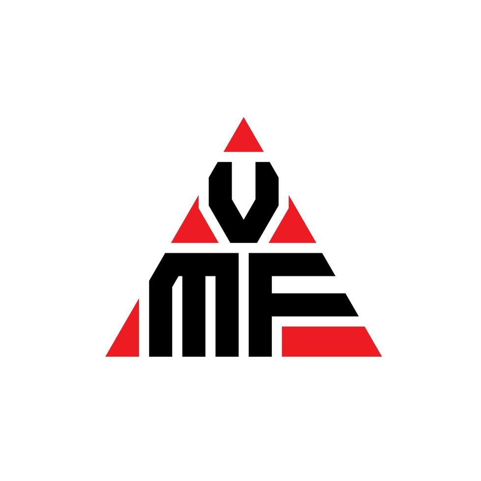 design de logotipo de letra de triângulo vmf com forma de triângulo. monograma de design de logotipo de triângulo vmf. modelo de logotipo de vetor de triângulo vmf com cor vermelha. logotipo triangular vmf logotipo simples, elegante e luxuoso.