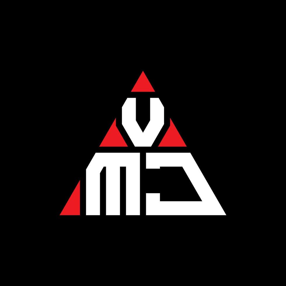 design de logotipo de letra de triângulo vmj com forma de triângulo. monograma de design de logotipo de triângulo vmj. modelo de logotipo de vetor de triângulo vmj com cor vermelha. logotipo triangular vmj logotipo simples, elegante e luxuoso.