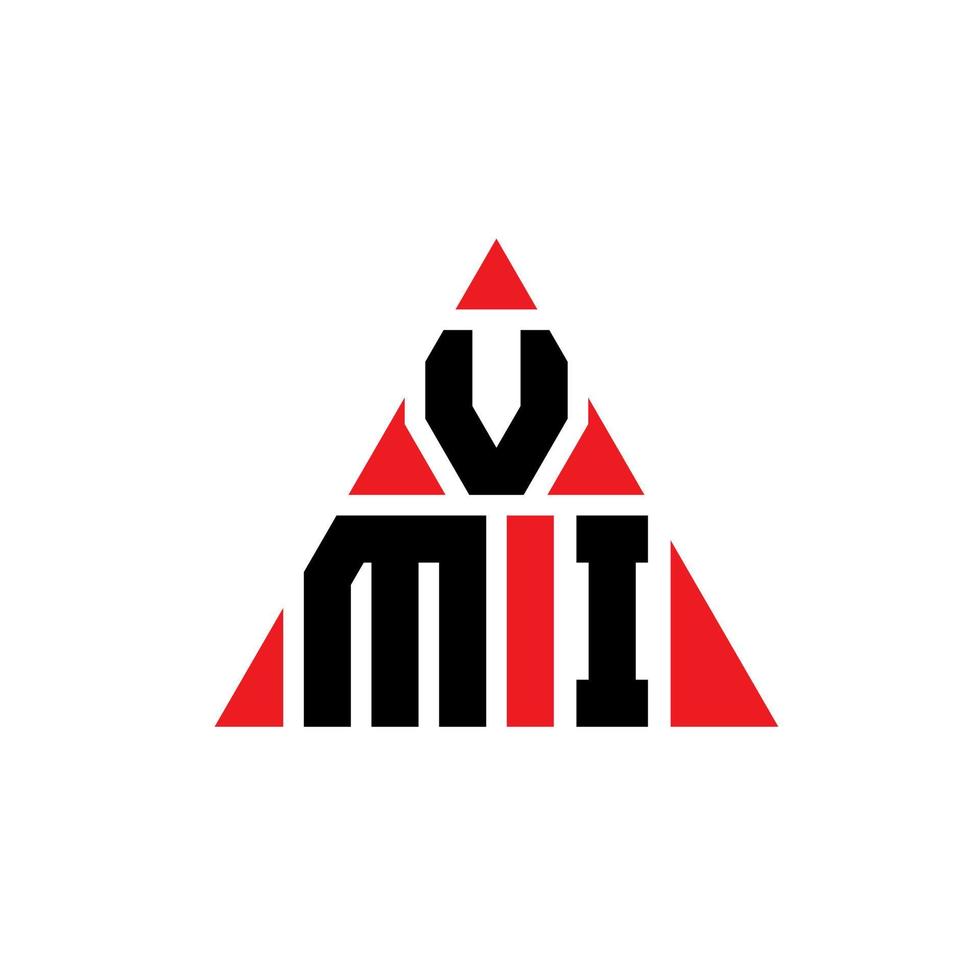 design de logotipo de letra de triângulo vmi com forma de triângulo. monograma de design de logotipo de triângulo vmi. modelo de logotipo de vetor de triângulo vmi com cor vermelha. logotipo triangular vmi logotipo simples, elegante e luxuoso.