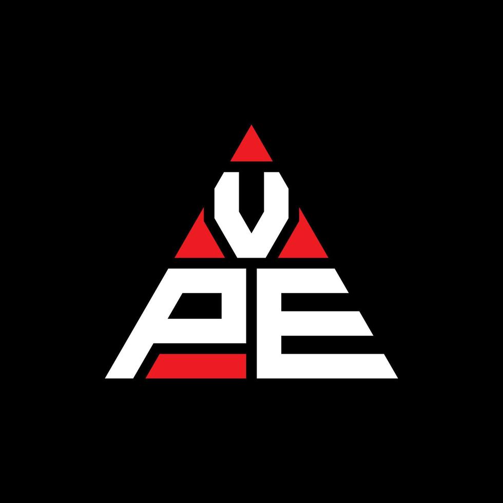 design de logotipo de letra de triângulo vpe com forma de triângulo. monograma de design de logotipo de triângulo vpe. modelo de logotipo de vetor de triângulo vpe com cor vermelha. logotipo triangular vpe logotipo simples, elegante e luxuoso.