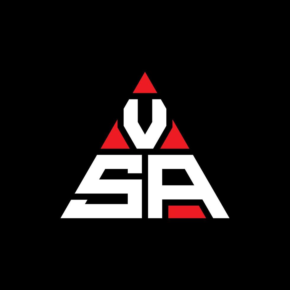 design de logotipo de letra de triângulo vsa com forma de triângulo. monograma de design de logotipo de triângulo vsa. modelo de logotipo de vetor de triângulo vsa com cor vermelha. logotipo triangular vsa logotipo simples, elegante e luxuoso.