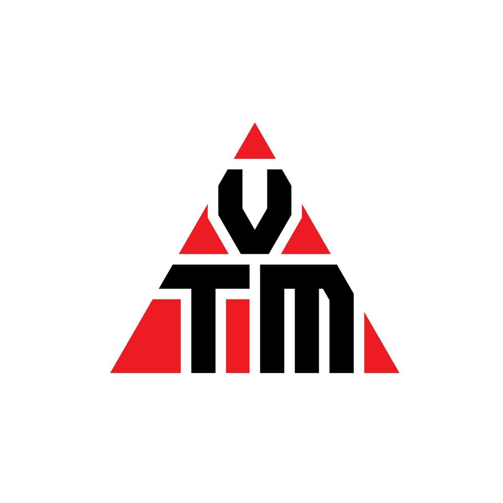 design de logotipo de letra de triângulo vtm com forma de triângulo. monograma de design de logotipo de triângulo vtm. modelo de logotipo de vetor de triângulo vtm com cor vermelha. logotipo triangular vtm logotipo simples, elegante e luxuoso.